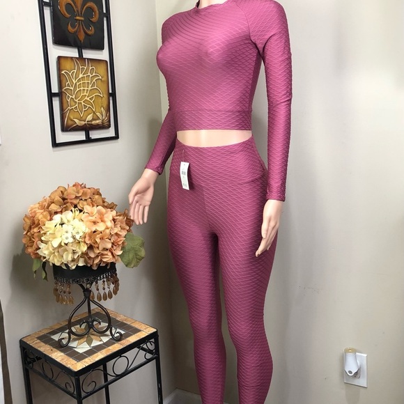 Pants - Viral Yoga textured Set  top-leggings SZ L-XL